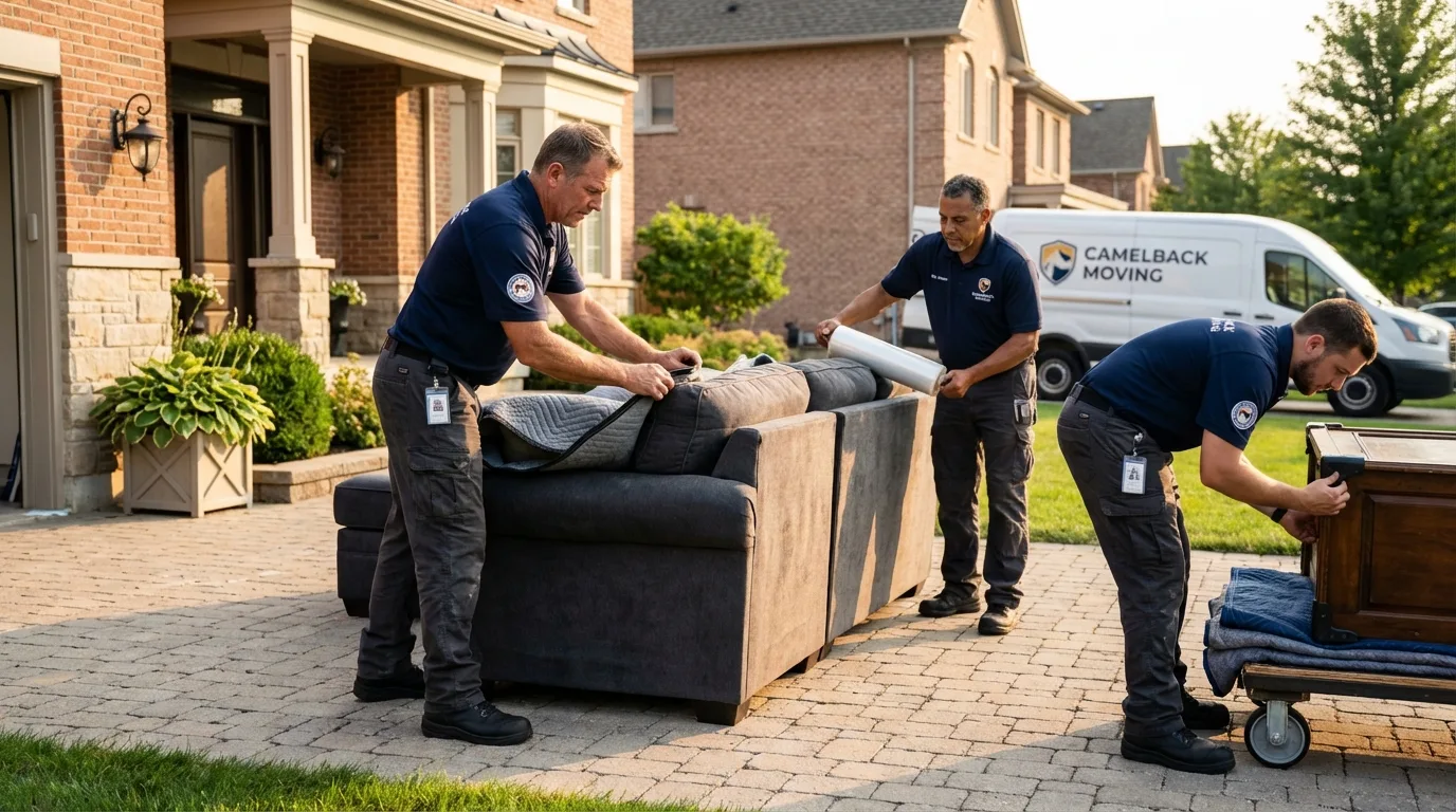 Large estate moving crew wrapping furniture in Bethany, IL